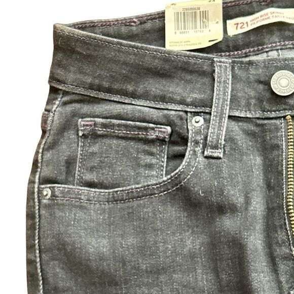 Levis Levi’s 721 High Rise Skinny Jeans Black Size 24 - Picture 9 of 14